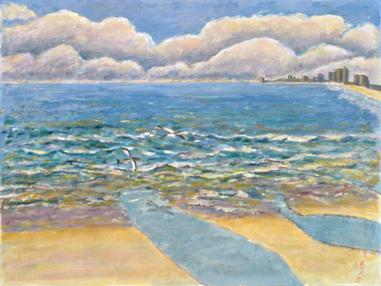 Akşam, North Myrtle Beach (keten üzerine yağ) by Patricia Contemporary Artist Eyre