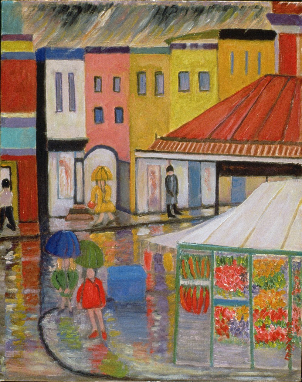 Spring Rain, Bywood Market (keten üzerine yağ) by Patricia Contemporary Artist Eyre