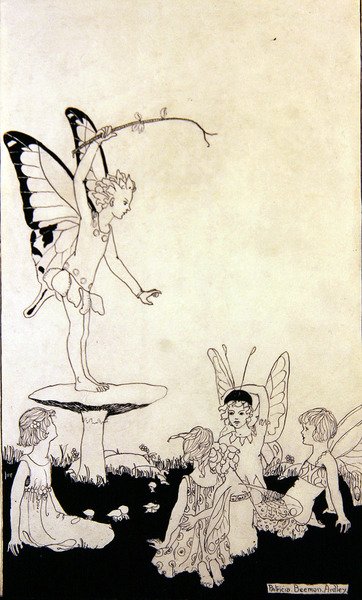 Peri Dersleri (kağıt üzerine kalem ve mürekkep) by Patricia Beeman Ardley
