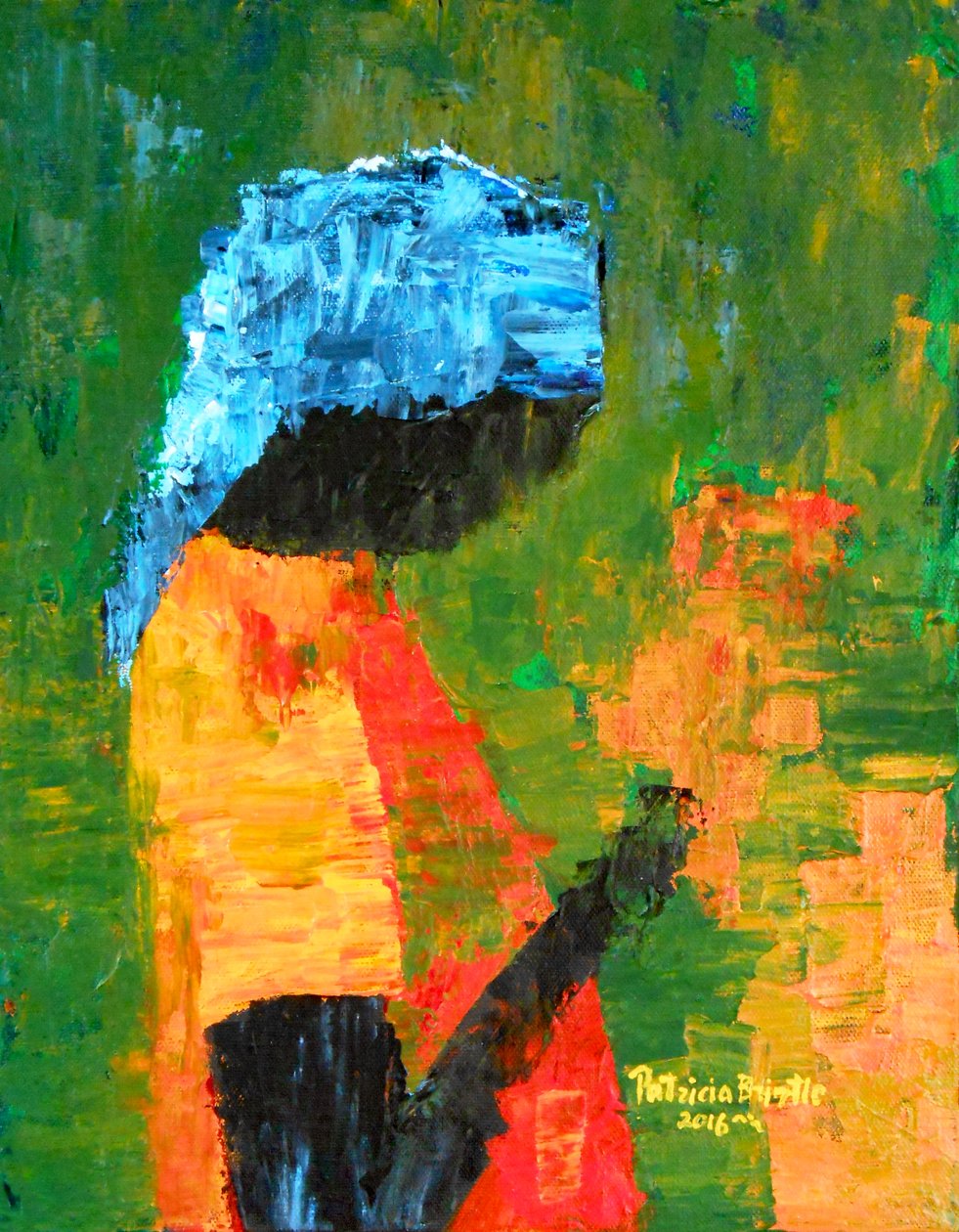 Eldeki çiçekler, 2016 (tuval üzerine akrilik) by Patricia Brintle