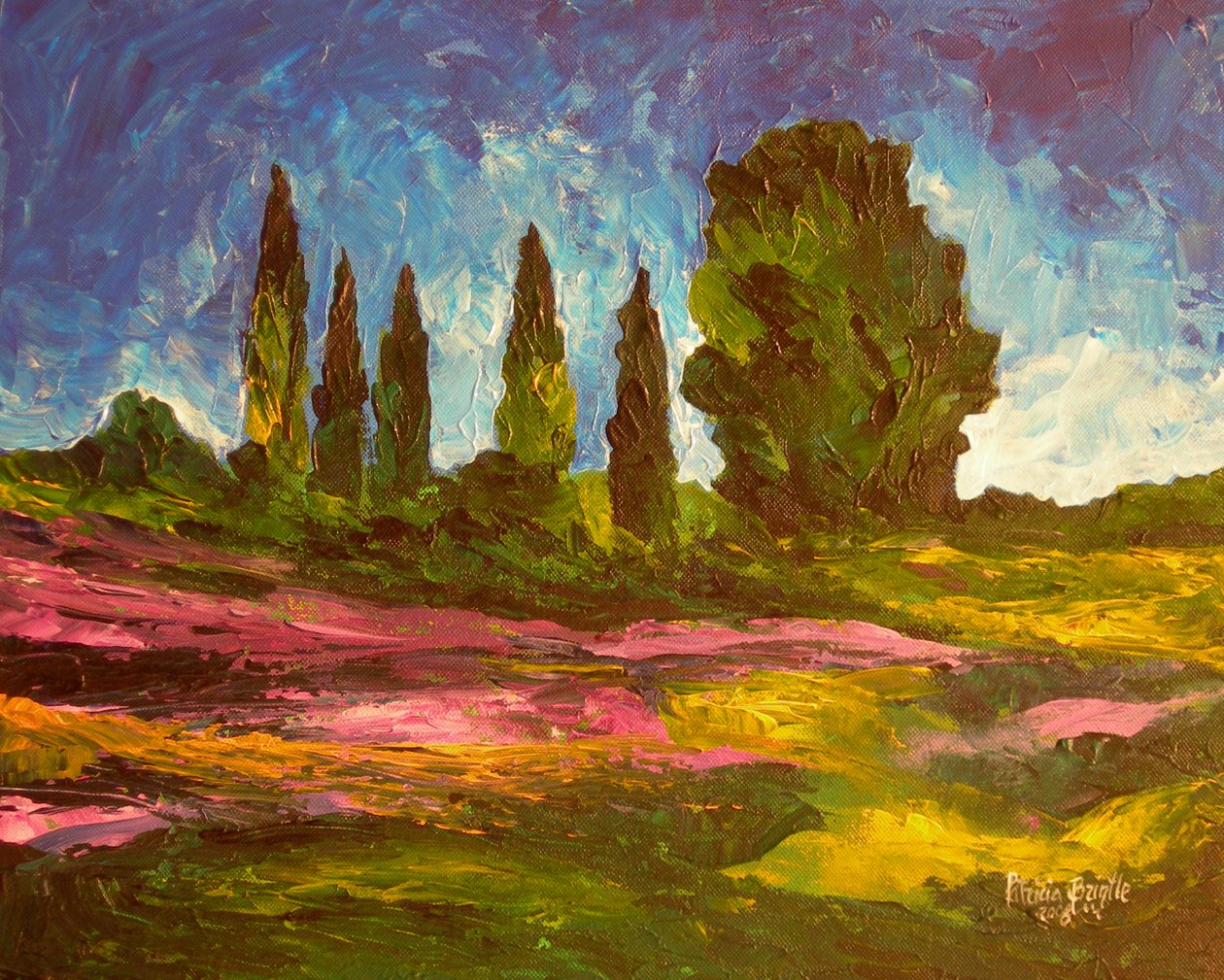 Lavantalar açıyor, 2009 (tuval üzerine akrilik) by Patricia Brintle