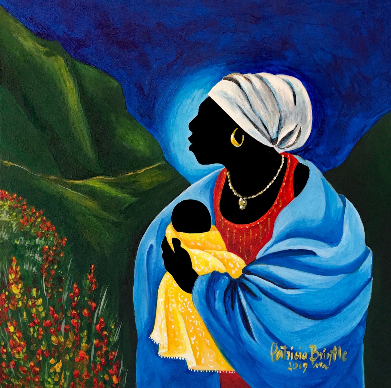 Madonna ve bahçenin çocuğu, 2019 (ahşap üzerine akrilik by Patricia Brintle
