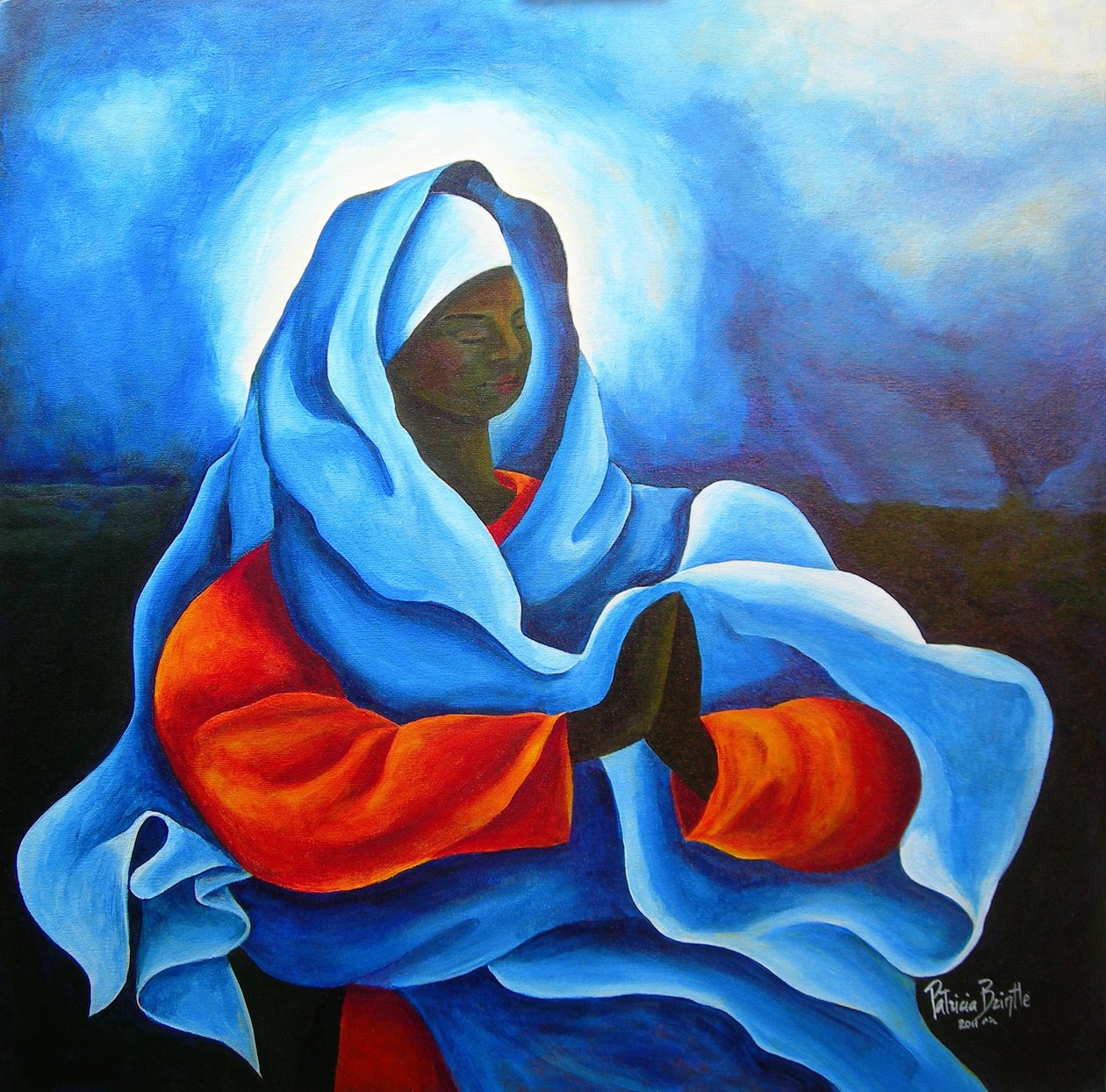 Mary in the Storm, 2011 (tuval üzerine akrilik) by Patricia Brintle