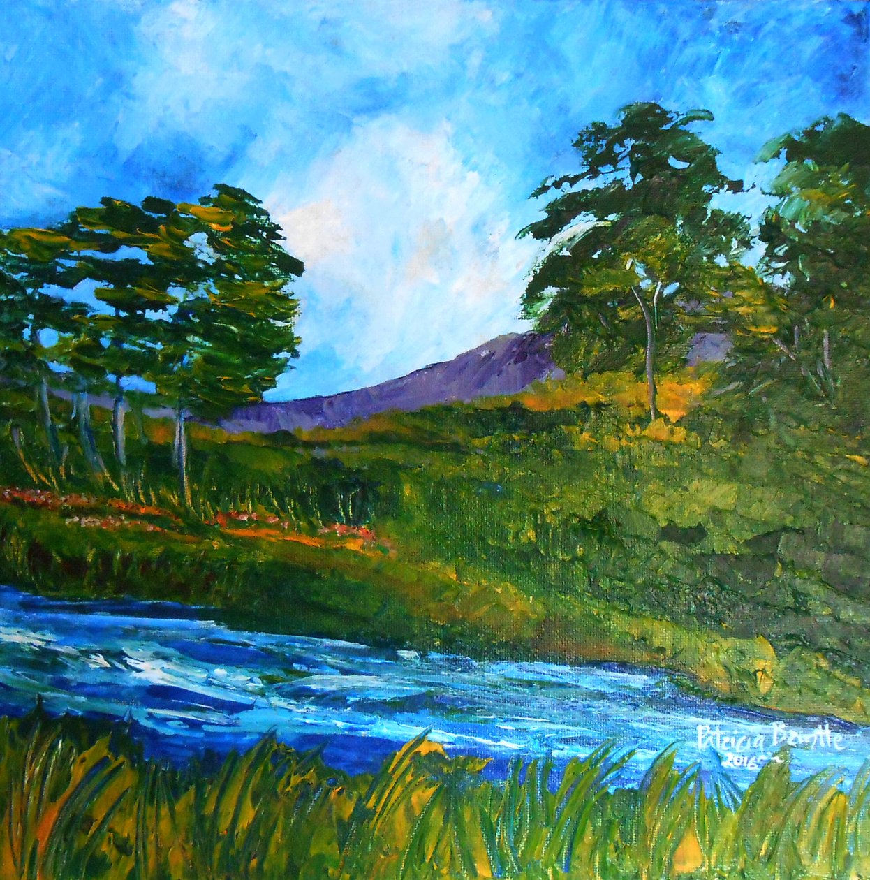 Ruisseau pres de Marmelade, 2016 (tuval üzerine akrilik) by Patricia Brintle