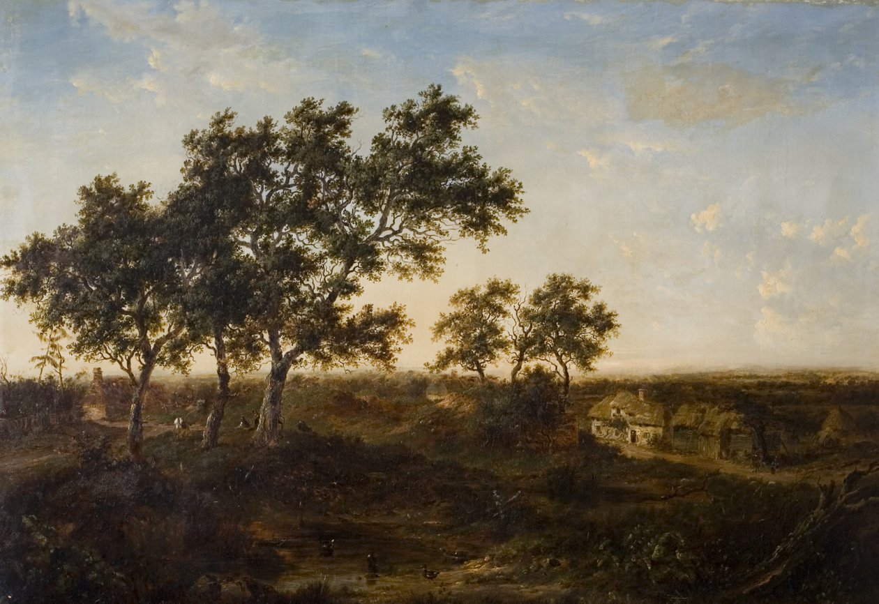 Kulübe ve Figürlü Manzara, 19. Yüzyılın Başları by Patrick Nasmyth