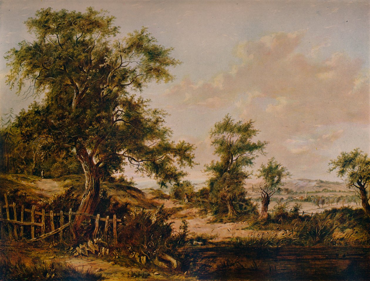 Havuz ve Ağaç Ön planda Peyzaj, 1828 by Patrick Nasmyth