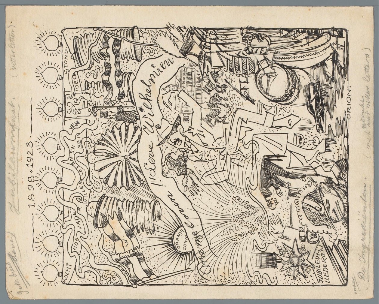 Wilhelmina hükümetinin 25. yıldönümü Jübile kutlaması 1898-1923 (nesne üzerindeki başlık) by Patricq Kroon (signed by artist)