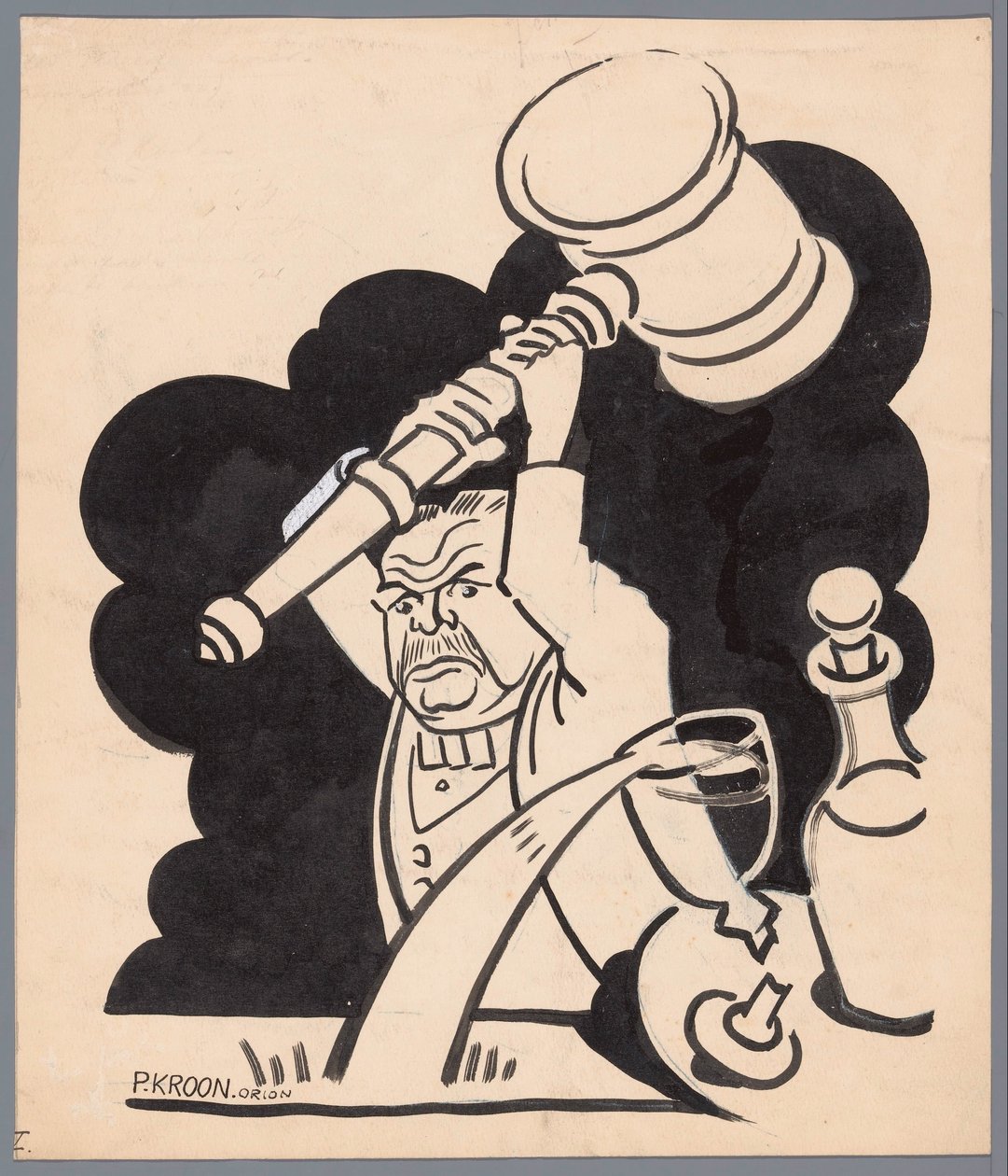 tokmaklı adam Gelecek güç merkezi (nesnedeki başlık) by Patricq Kroon (signed by artist)