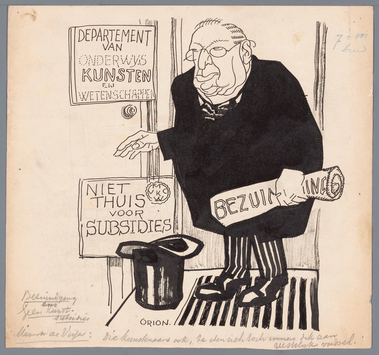 Bakan de Visser ve sanat sübvansiyonlarındaki kesintiler Cutback Sanat sübvansiyonu yok (nesne üzerinde başlık) by Patricq Kroon (signed by artist)