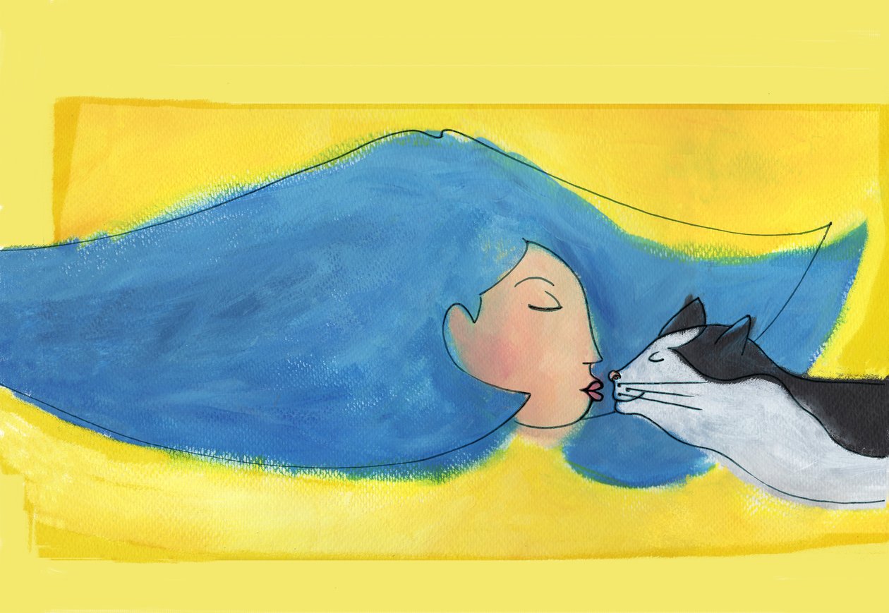 Kedi Kadın, 2025 (Akrilik; dijital) by Patrizia La Porta