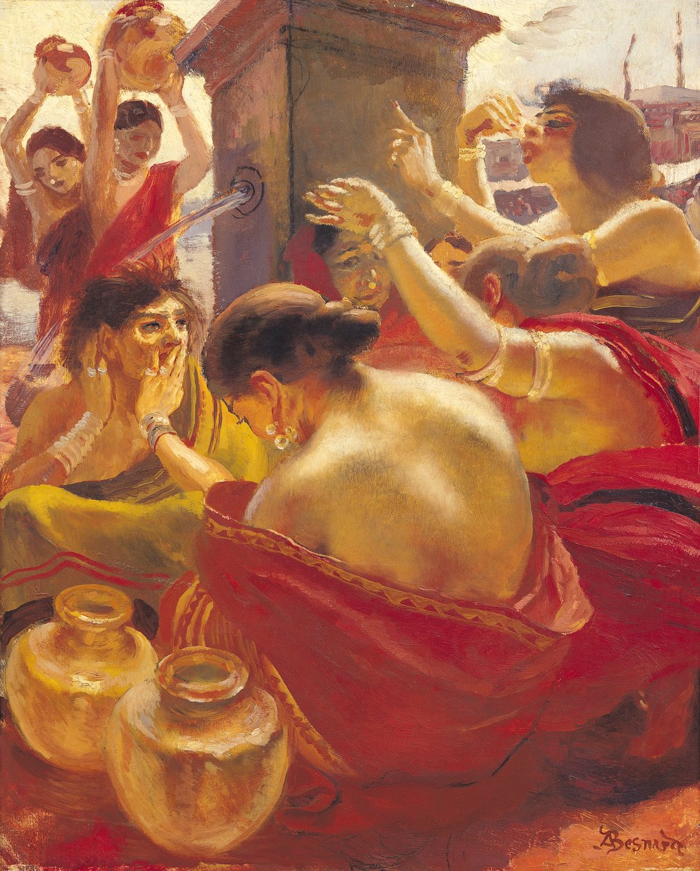 Bir Çeşmede Madura Kadınları by Paul Albert Besnard