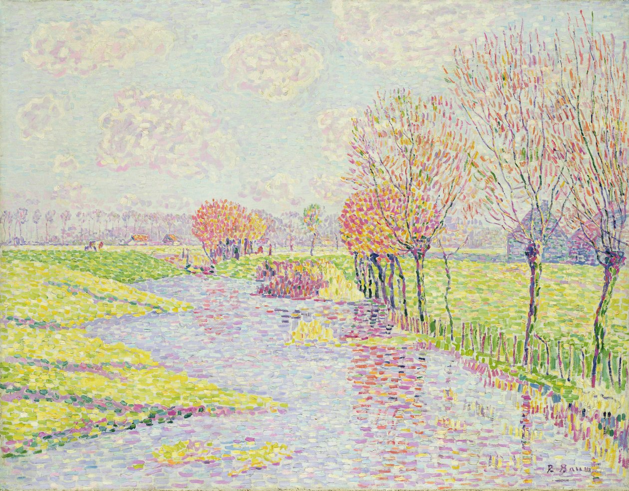 Geç Sonbaharda Hollanda, Su Üzerinde Söğüt Ağaçları Olan Manzara, 1904 by Paul Baum