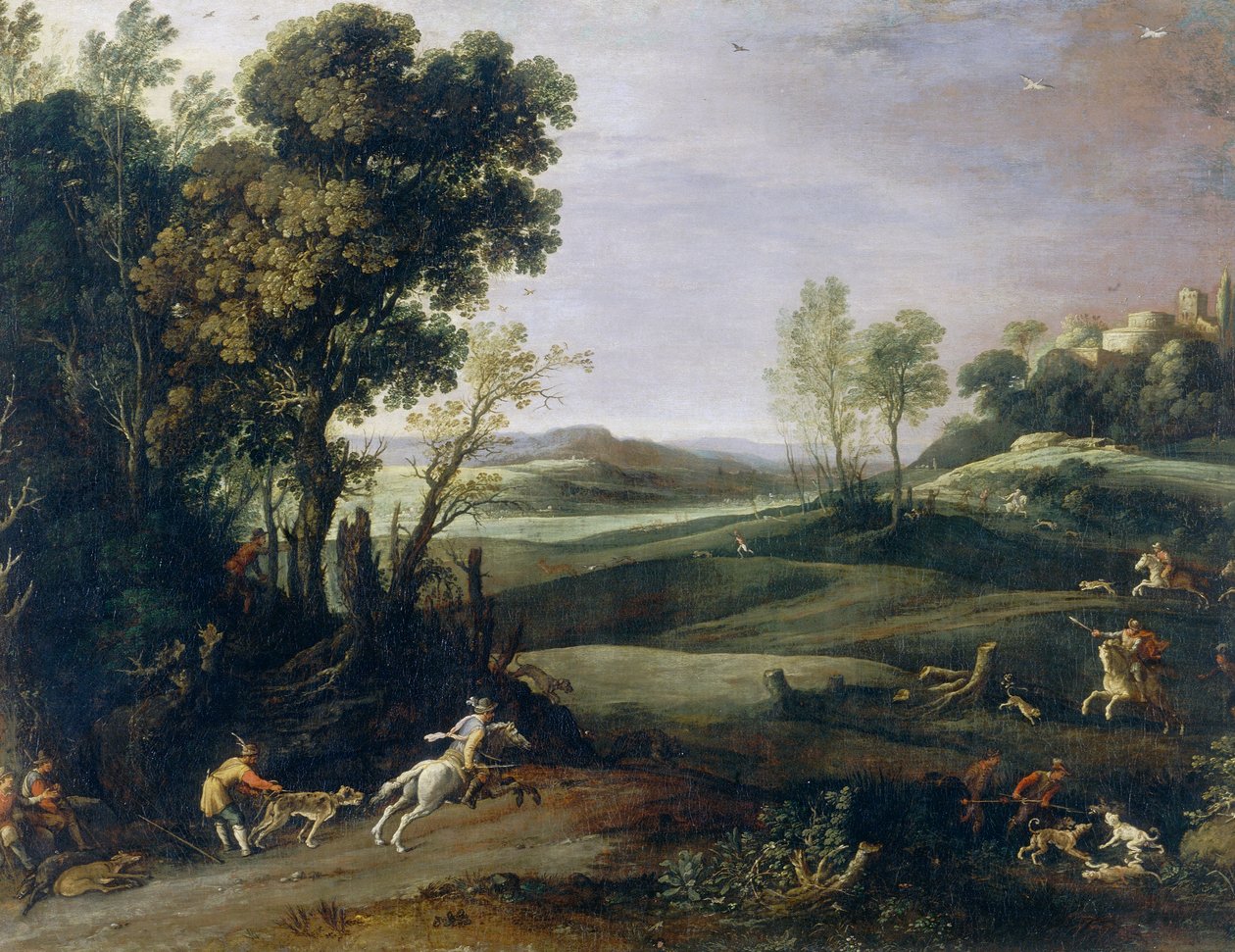 Wild boar hunting by Paul Bril