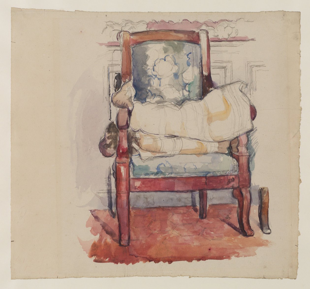 Armchair, 1885-90 (pencil, wc & gouache on paper) by Paul Cézanne