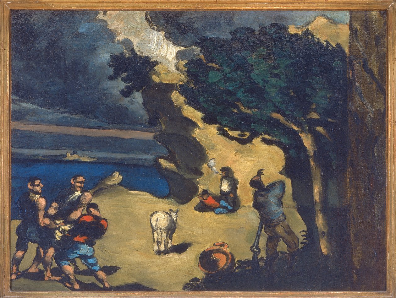 Hırsızlar ve Eşek, 1869-70 by Paul Cézanne
