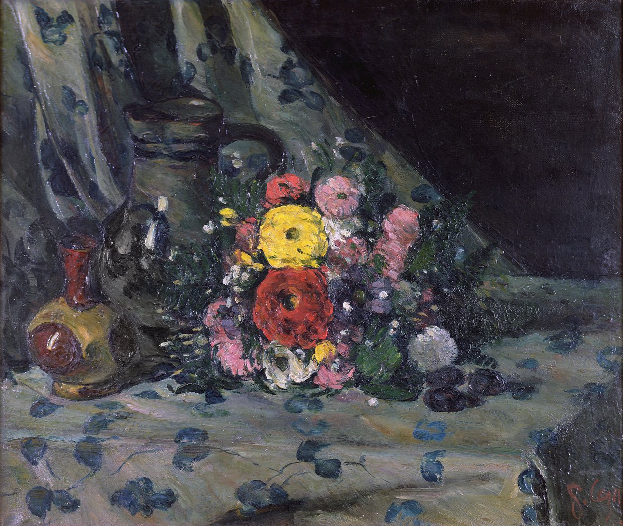 Sarı Dahlias Buketi, 1873 dolayları by Paul Cézanne