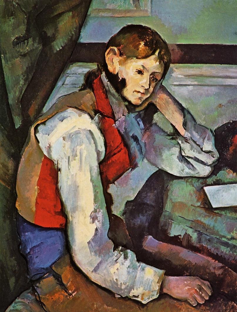 Kırmızı yelekli çocuk by Paul Cézanne