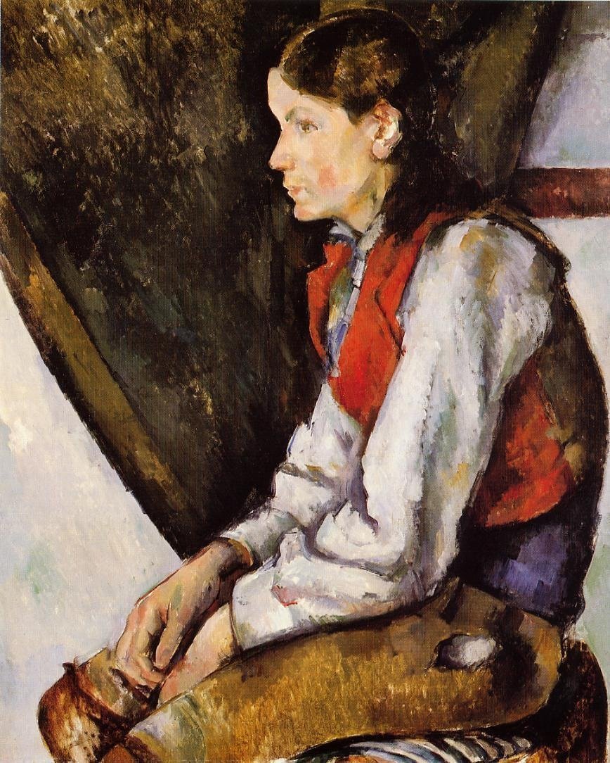 Kırmızı yelekli çocuk by Paul Cézanne