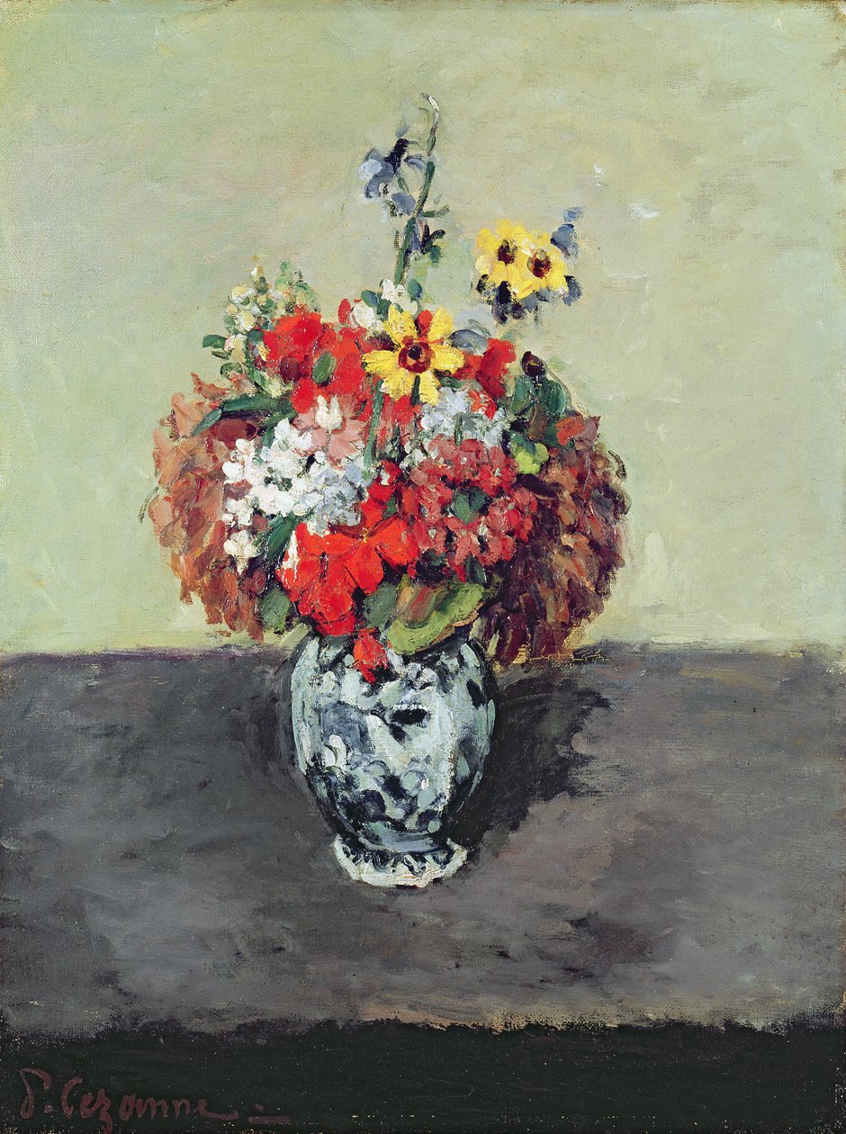 Delft vazoda çiçekler, c.1873-75 by Paul Cézanne