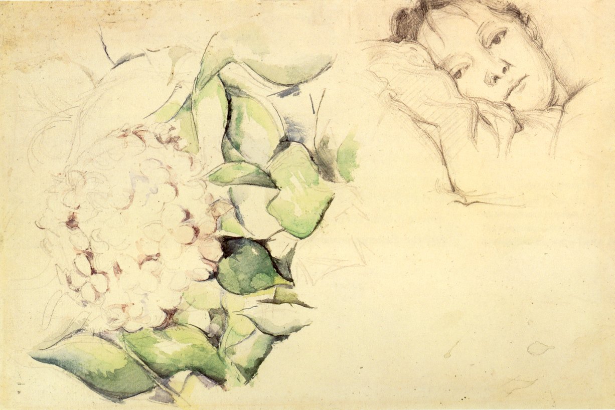 Madam Cézanne, Ortancalarla by Paul Cézanne
