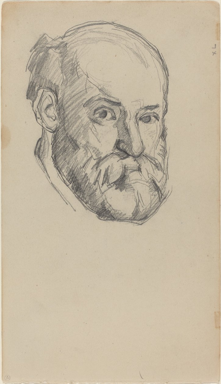 Otoportre, c.1880-2 (dokuma kağıt üzerine grafit) by Paul Cézanne