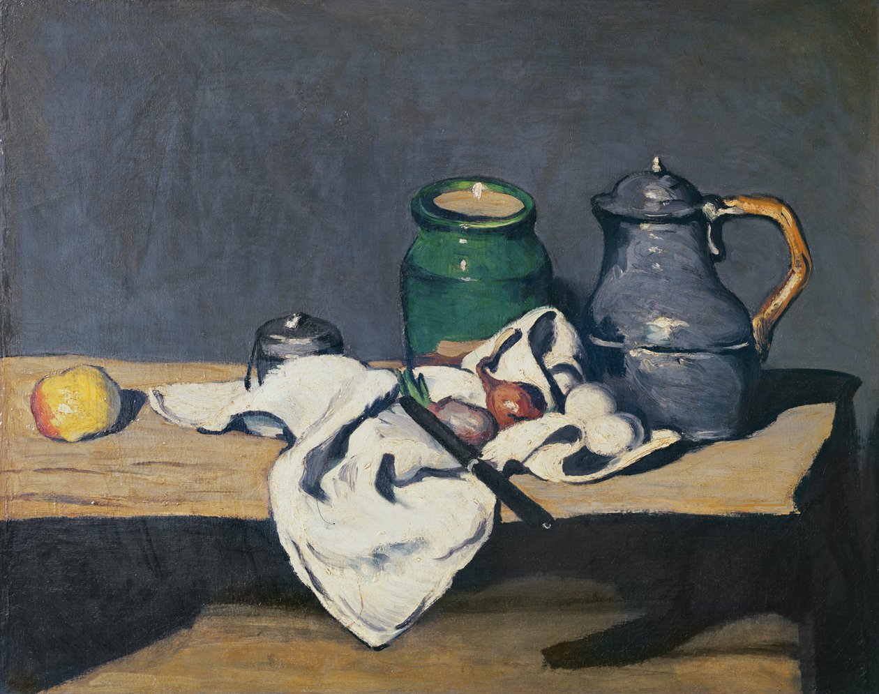 Still life with a tin kettle, 1869  by Paul Cézanne