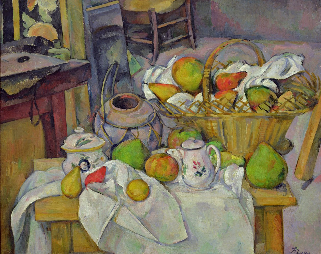 Sepetli Natürmort, 1888-90 by Paul Cézanne