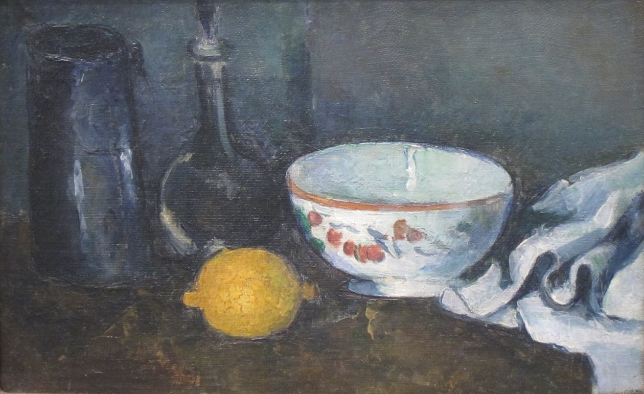 Limonlu Mavi Natürmort by Paul Cézanne
