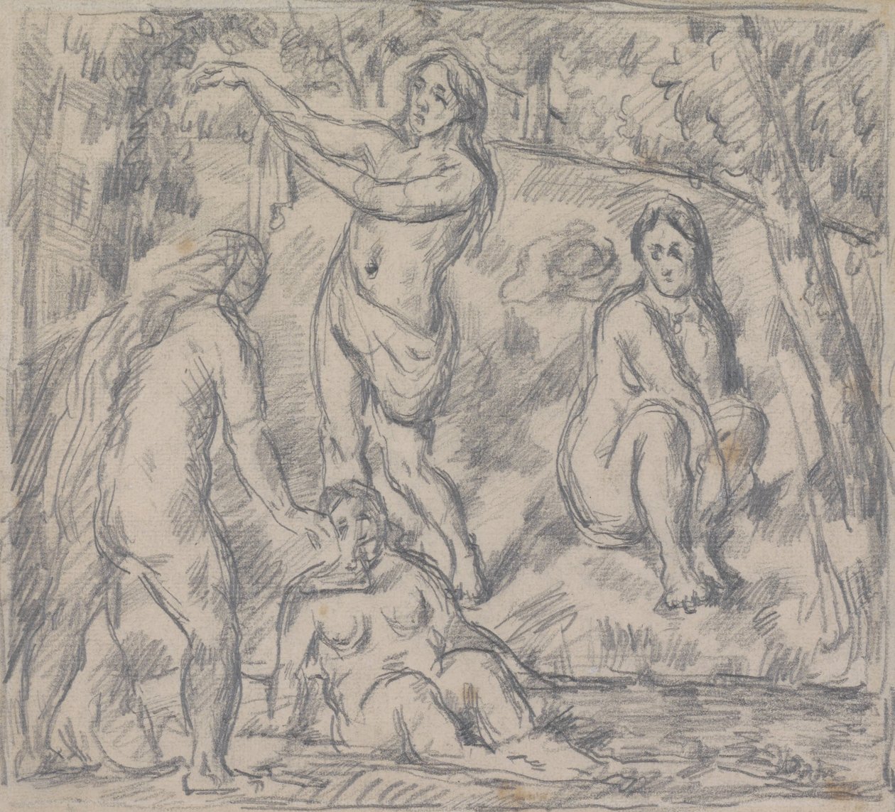 Banyo Yapan Dört Kadın Çalışması by Paul Cézanne