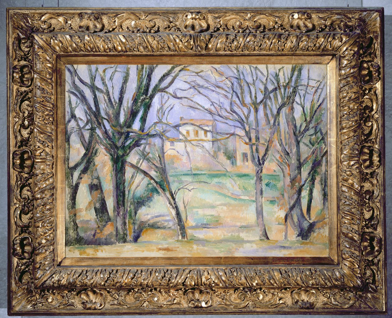 Ağaçlar ve evler, 1885-86 (ayrıca bkz. 393802) by Paul Cézanne