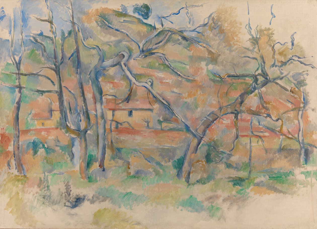 Ağaçlar ve ev, Provence by Paul Cézanne