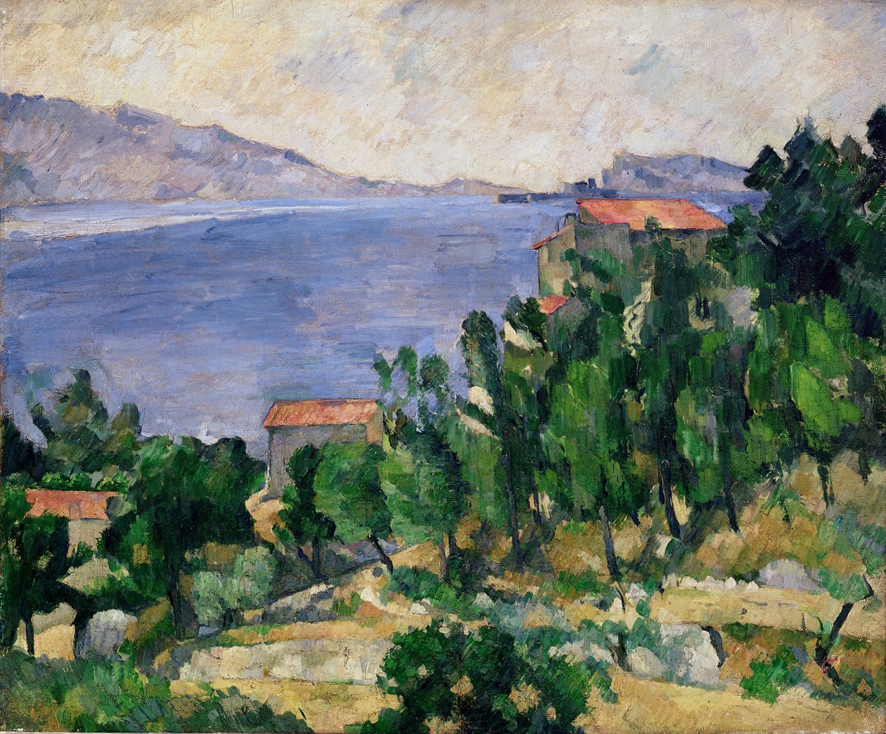 Marseilleveyre Dağı ve Maire Adası manzarası, c.1882-85 by Paul Cézanne