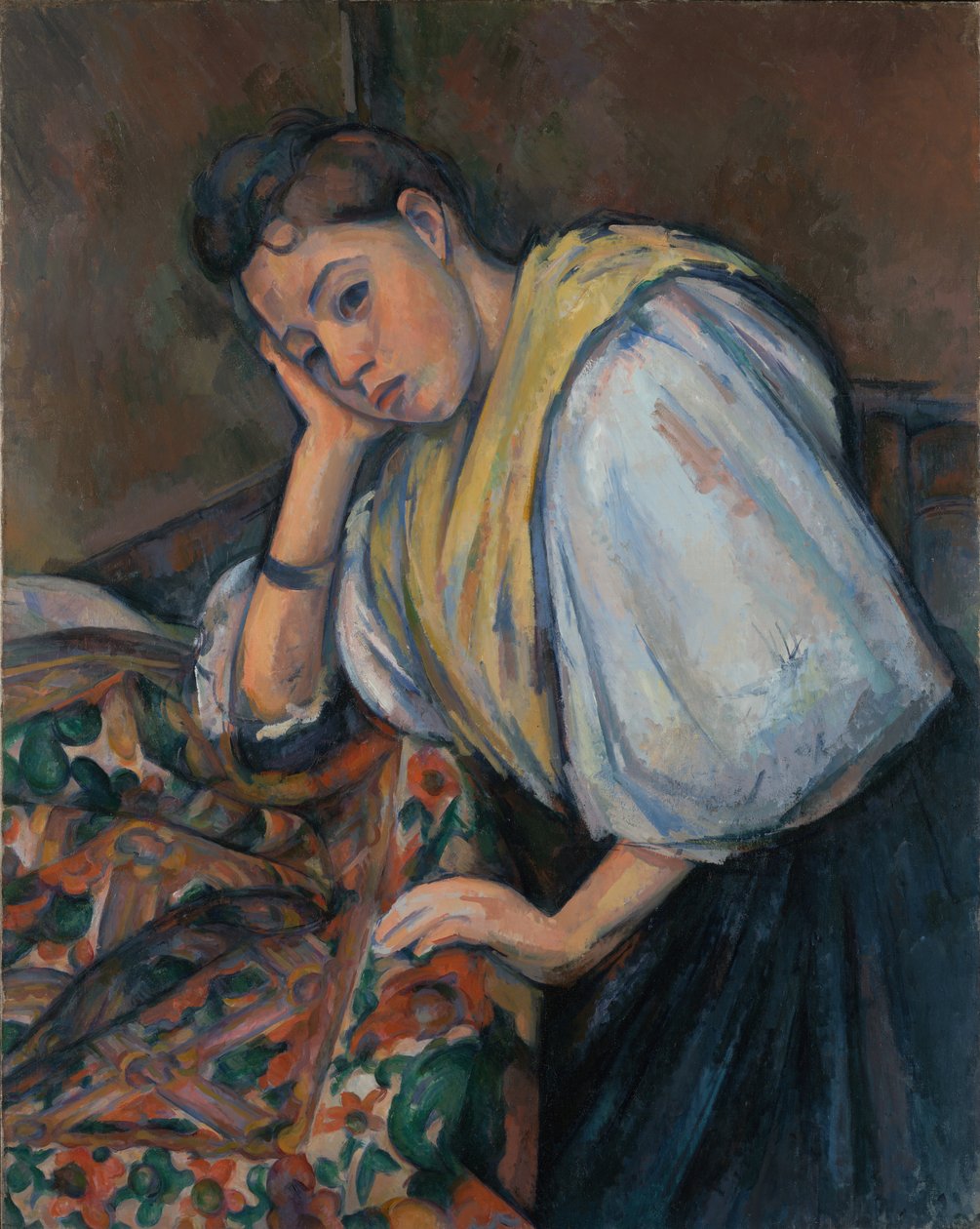 Bir masada genç İtalyan kadın by Paul Cézanne