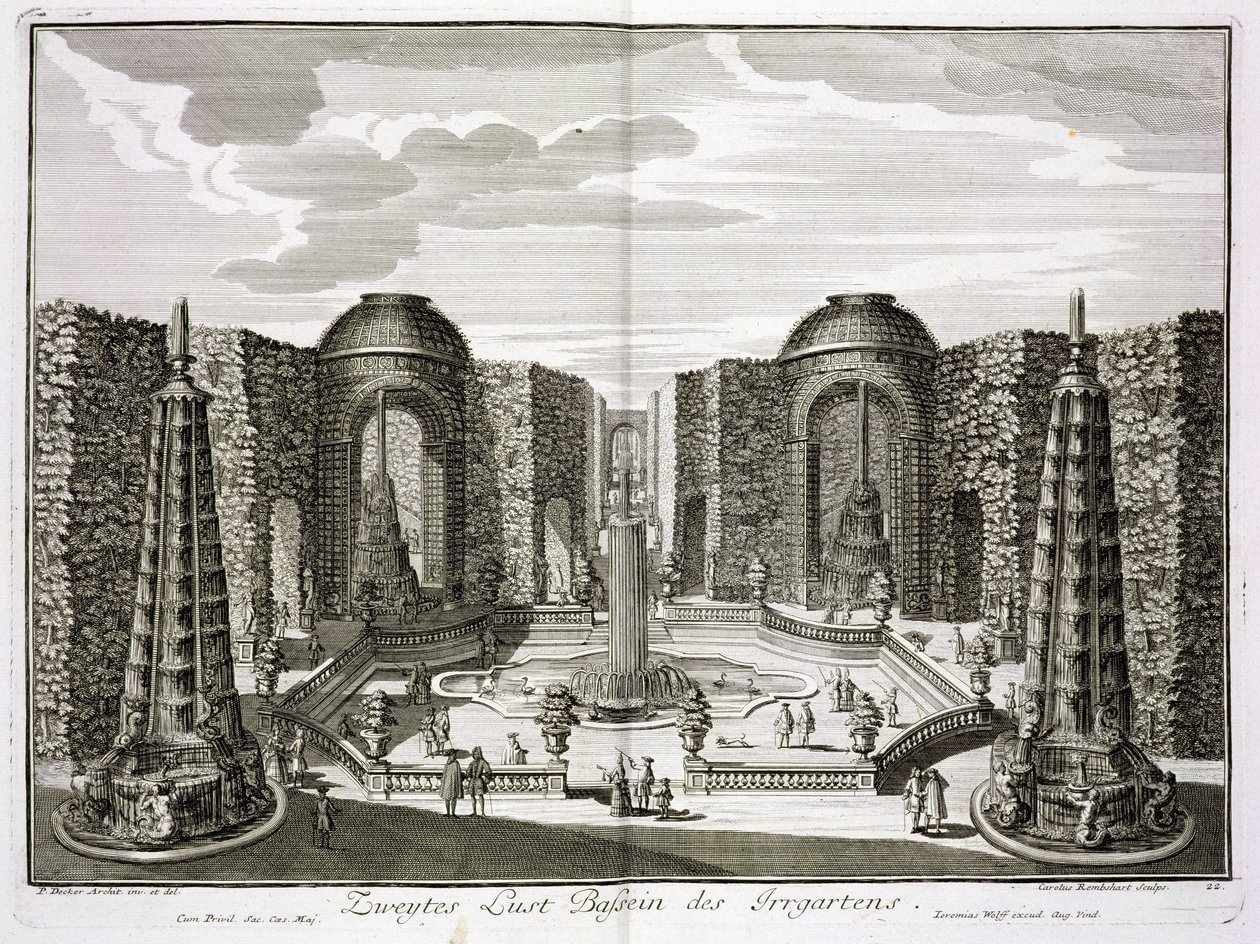Karl Remshard (1678-1735) tarafından oyulmuş Princely Pleasure Palace and Gardens, Berlin