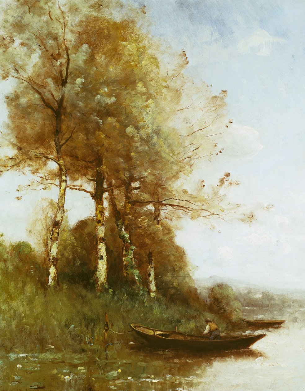 Sabah Etkisi, Gümüş Huş Ağacı ve Nehir by Paul Desire Trouillebert