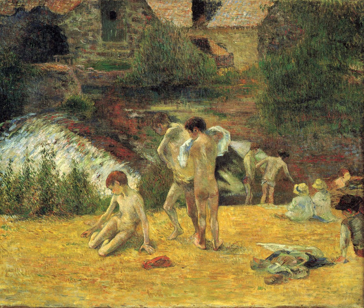 breton erkekleri banyo by Paul Gauguin