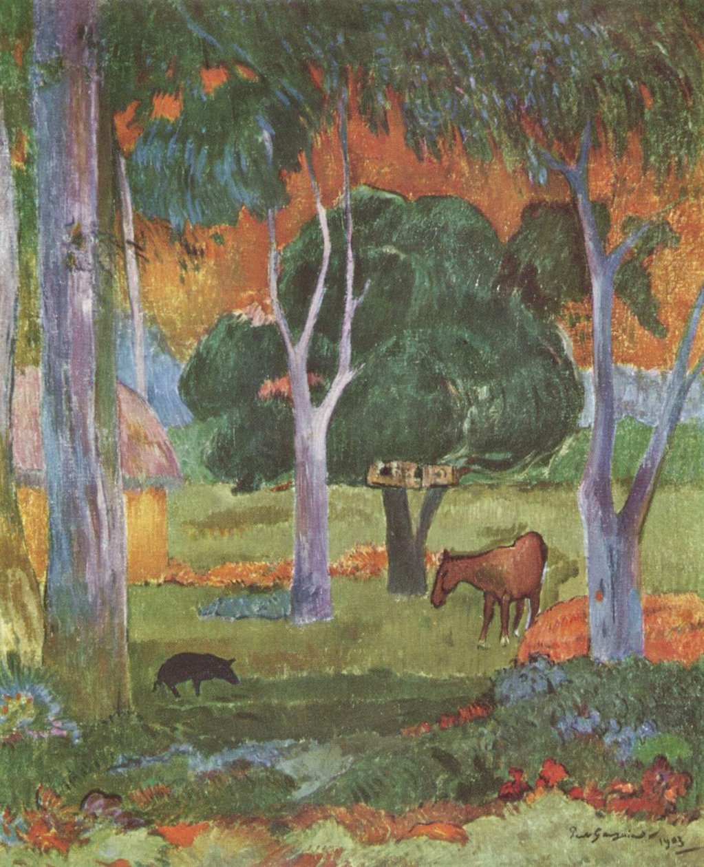 La Dominique üzerinde manzara by Paul Gauguin