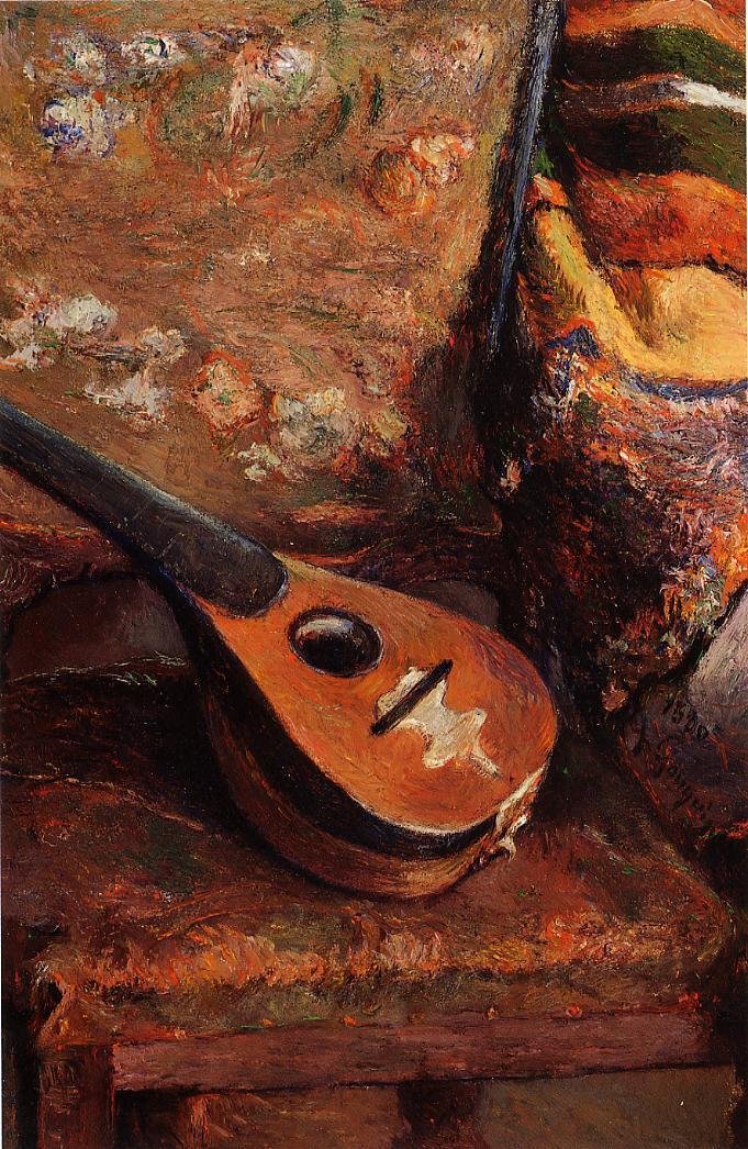Sandalyede Mandolin by Paul Gauguin