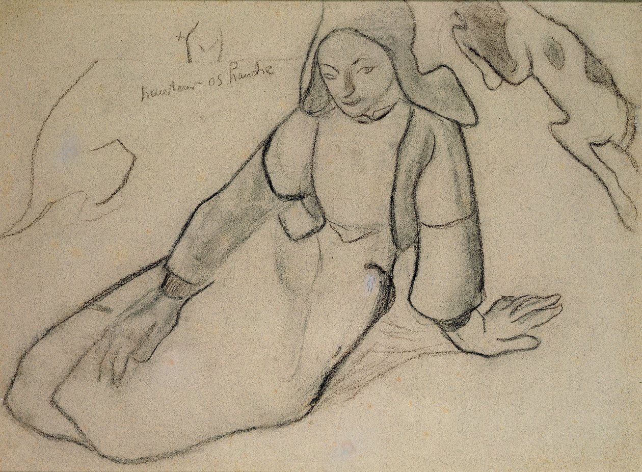 Oturan Breton Kadın, 1888 (kağıt üzerinde kömür) by Paul Gauguin