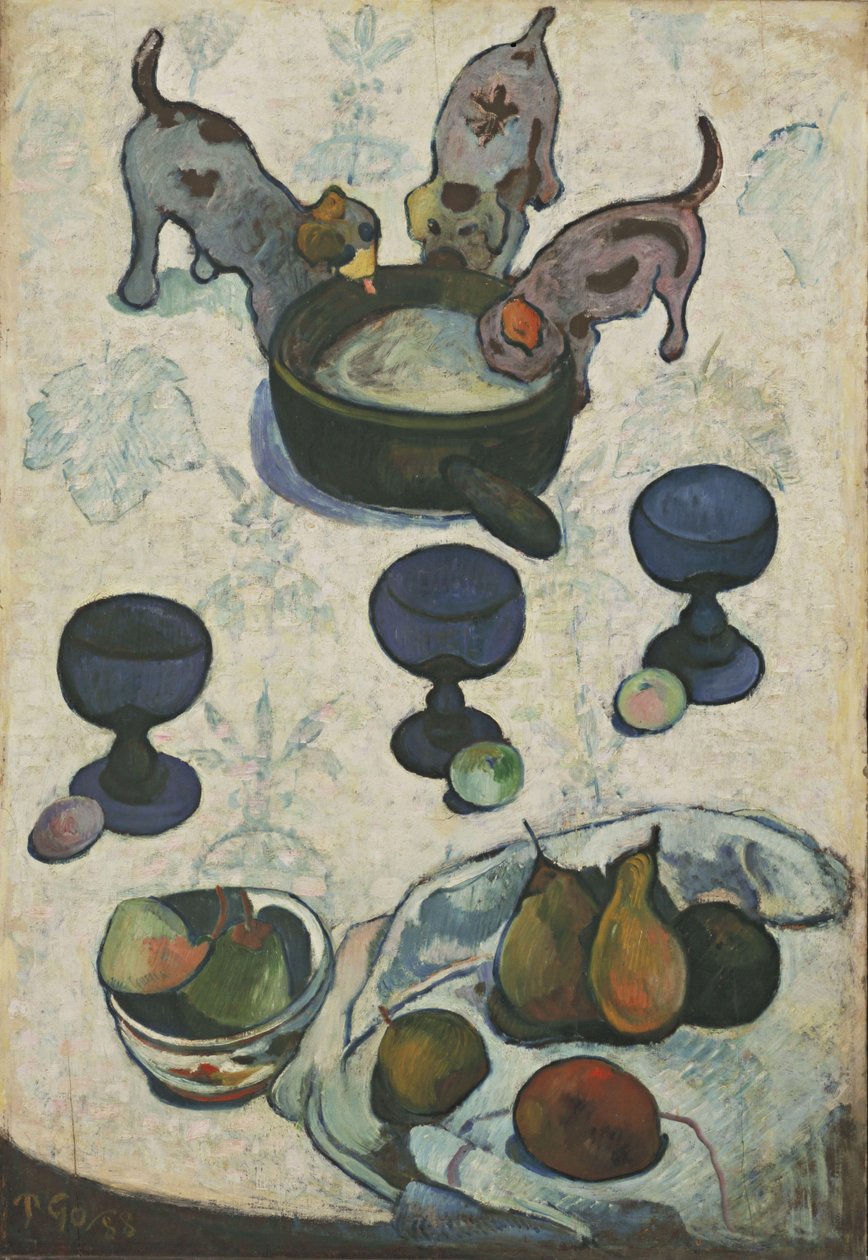 Üç Köpekli Natürmort by Paul Gauguin