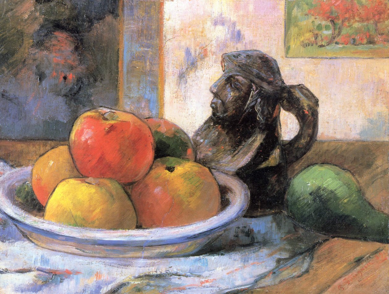 Elma, armut ve sürahi ile natürmort by Paul Gauguin