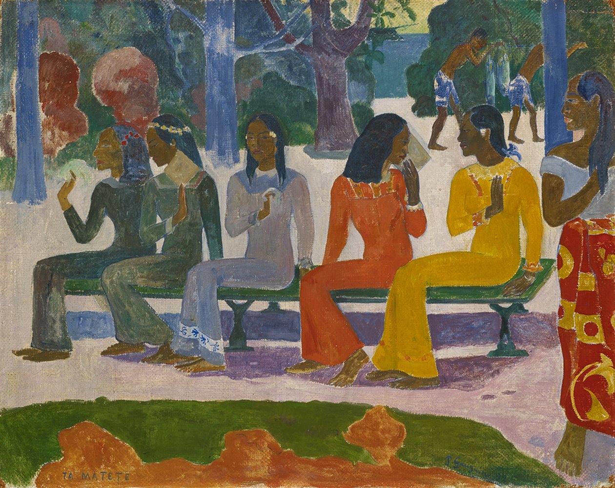 Ta Matete (Bugün Pazara Gitmeyeceğiz) 1892 (tuval üzerine guaj) by Paul Gauguin