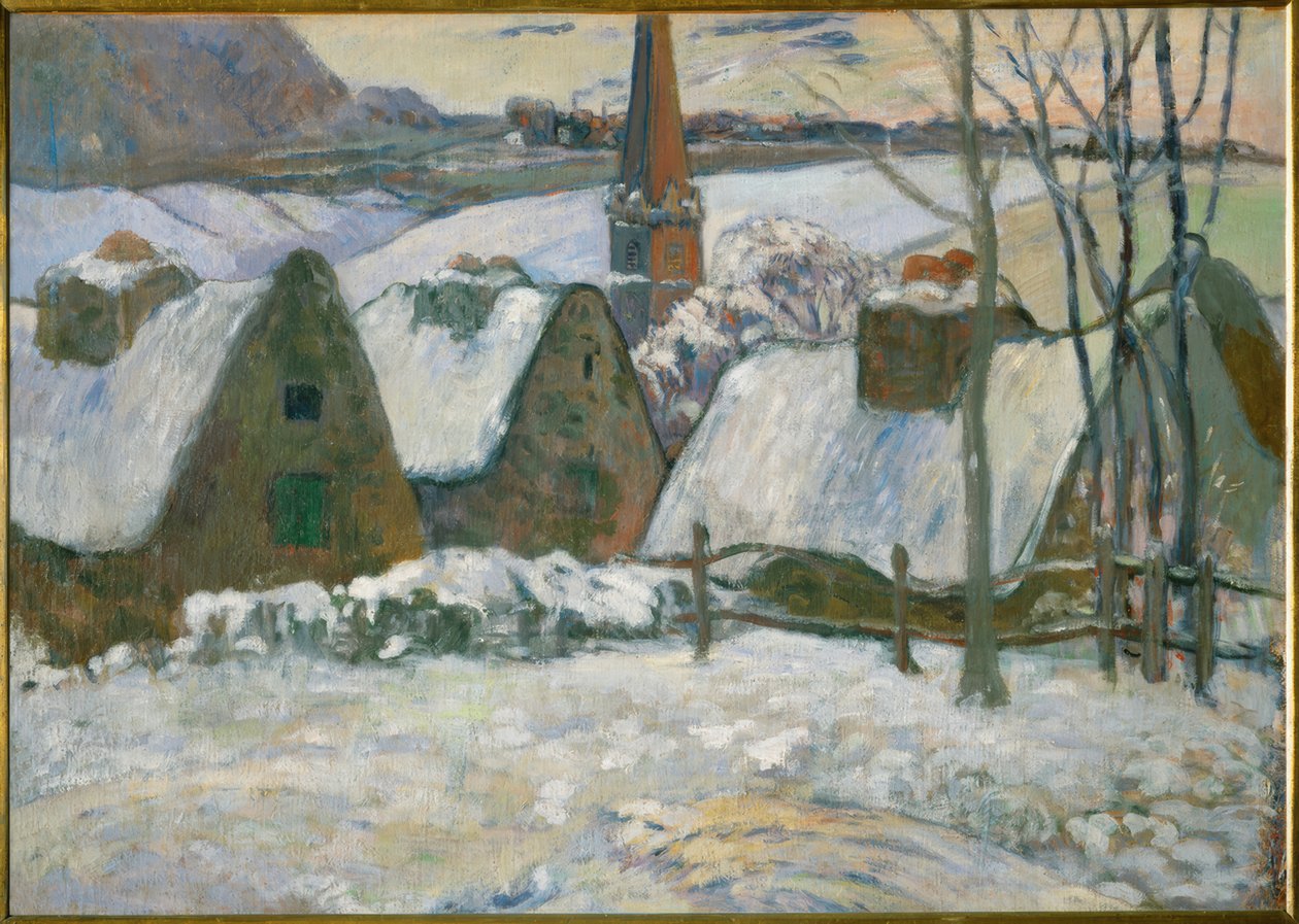 Kar altında Breton köyü by Paul Gauguin