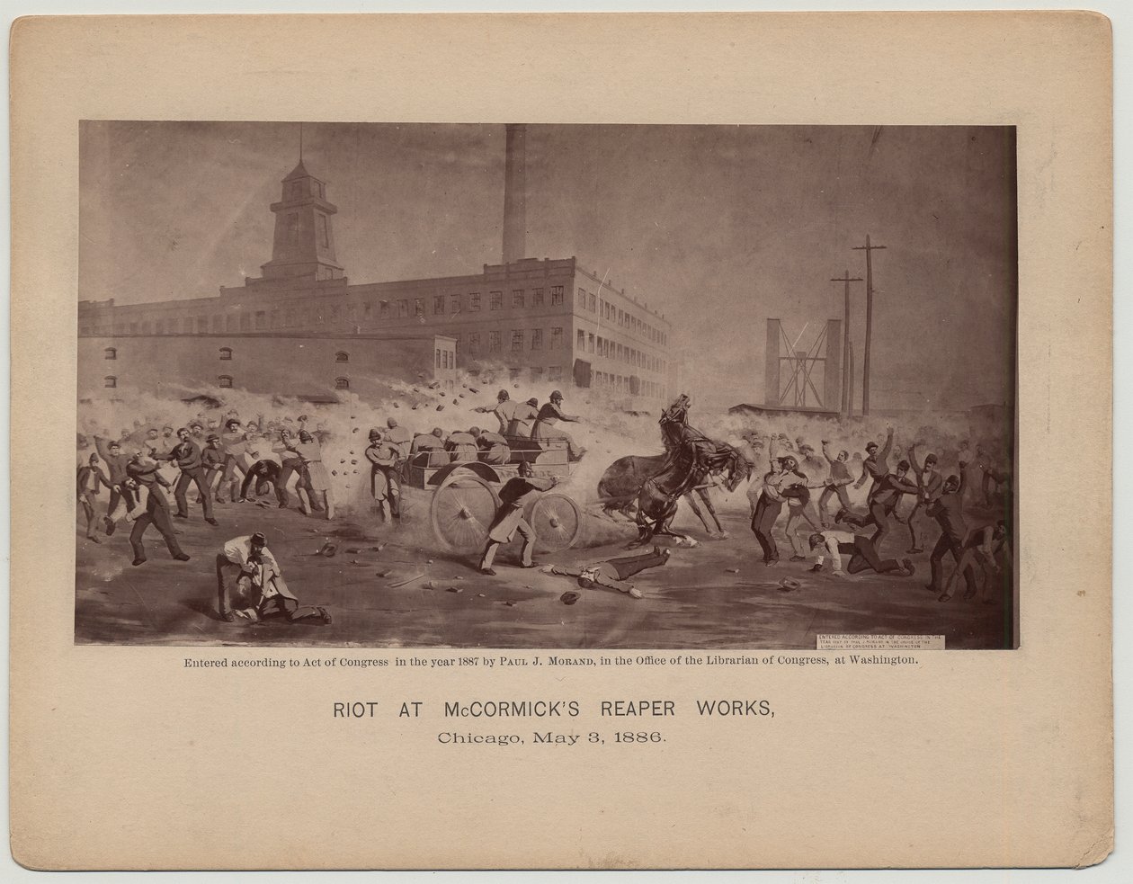 McCormick reaper fabrikalarında isyan, Chicago, 3 Mayıs 1886 by Paul J. after Morand
