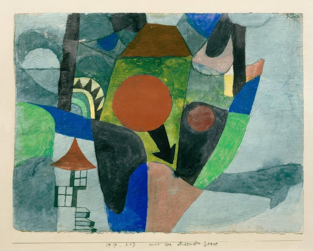 Batan güneş ile manzara by Paul Klee