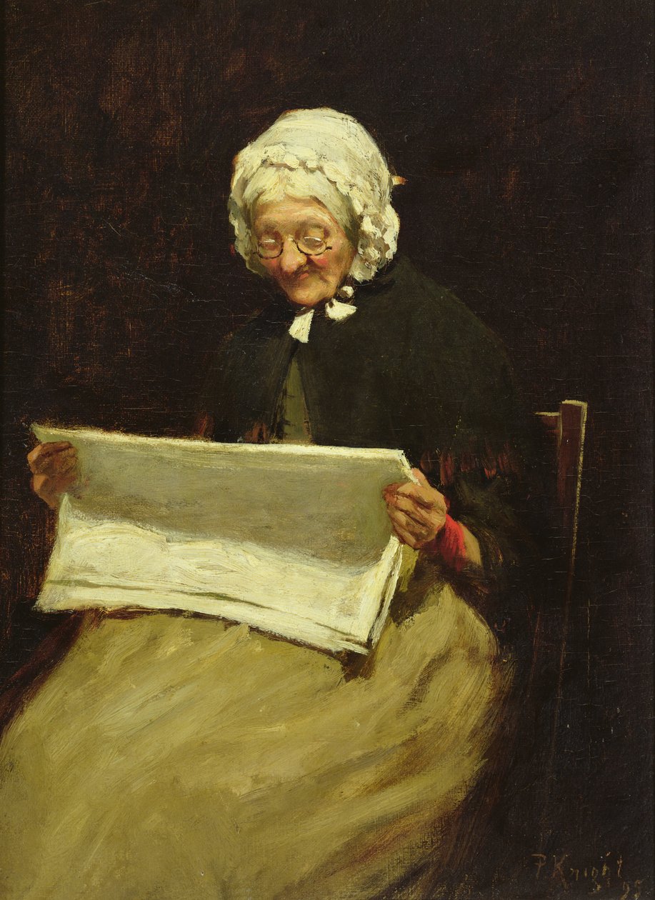 Gazete Okuyan Yaşlı Kadın, 1895 by Paul Knight