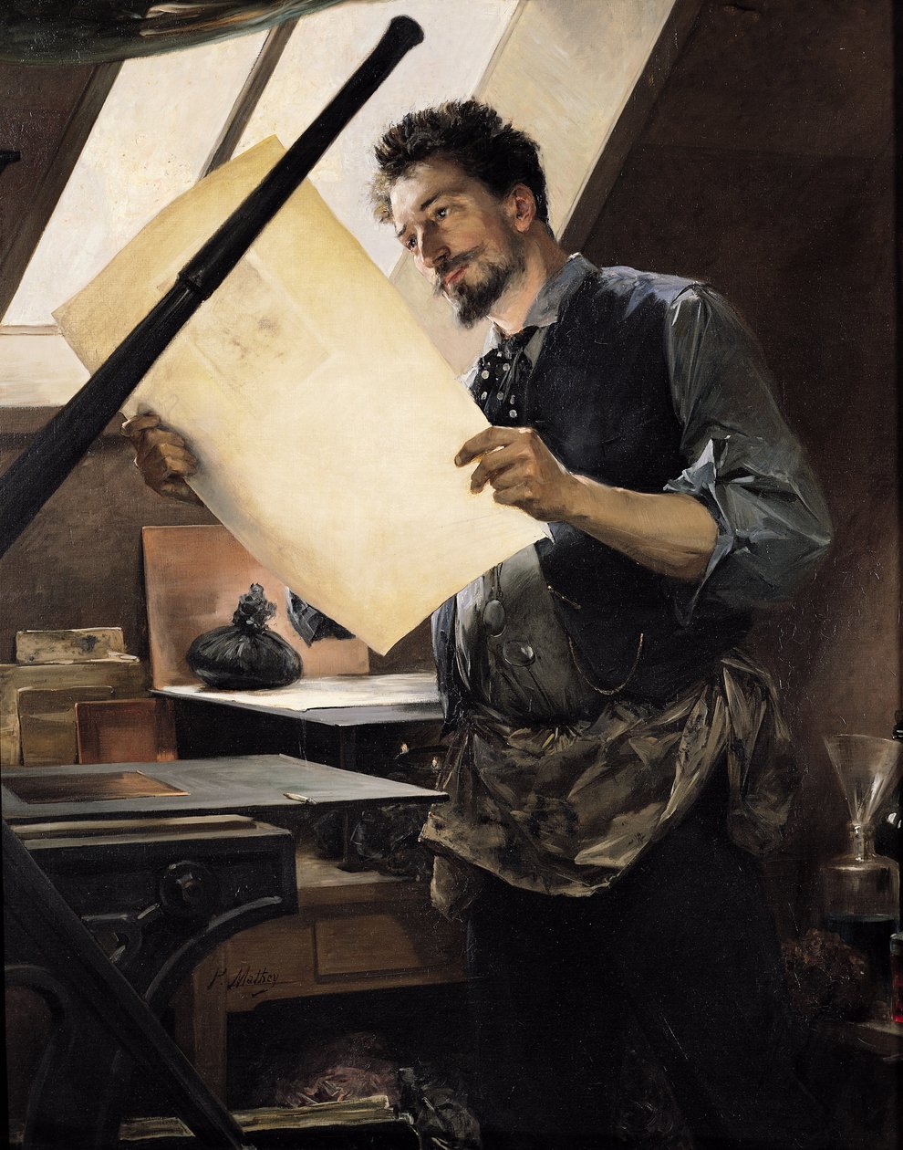 Felicien Rops (1833-98) stüdyosunda by Paul Mathey