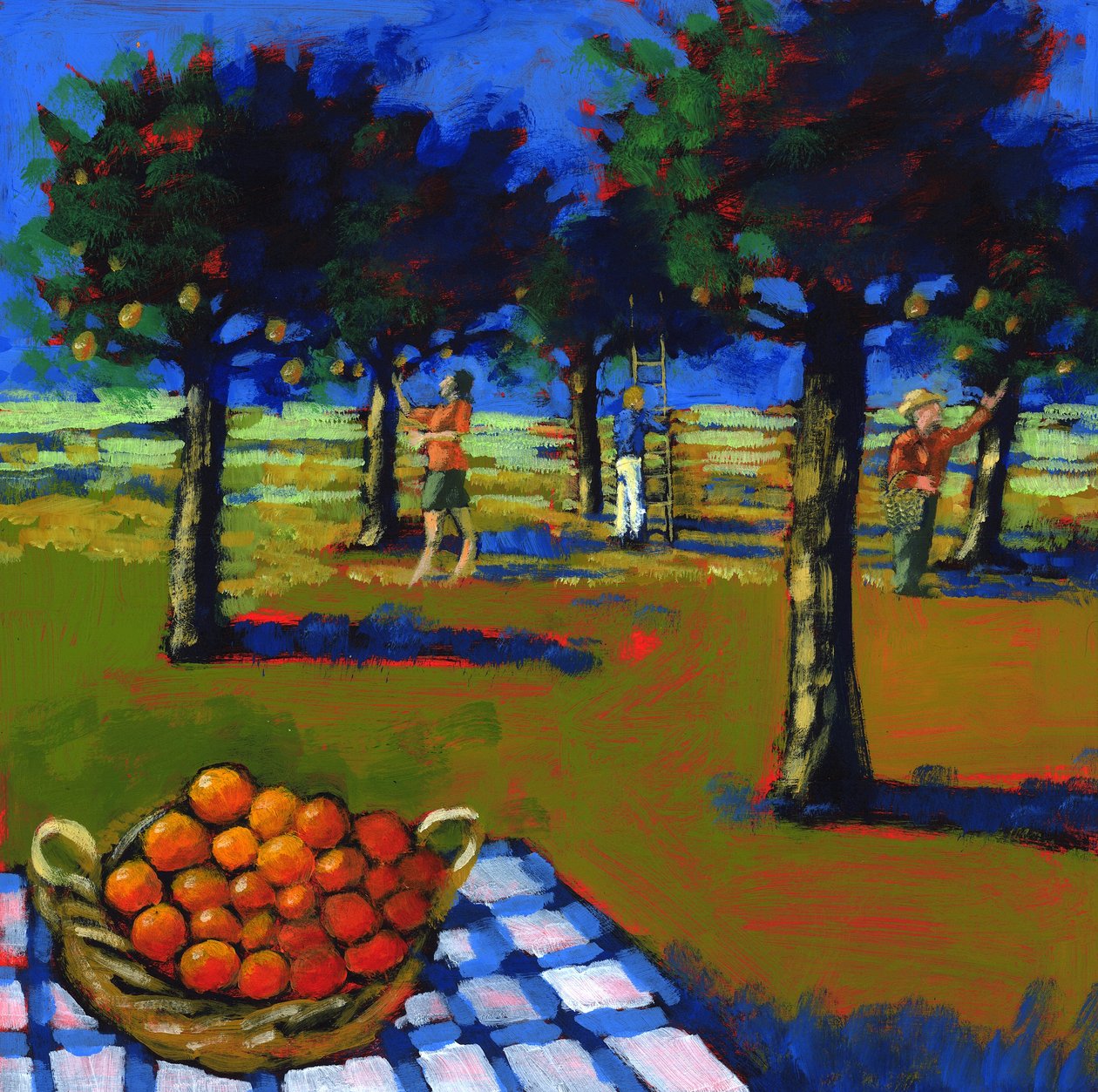 Portakal toplama, 2008 (gemide akrilik) by Paul Powis