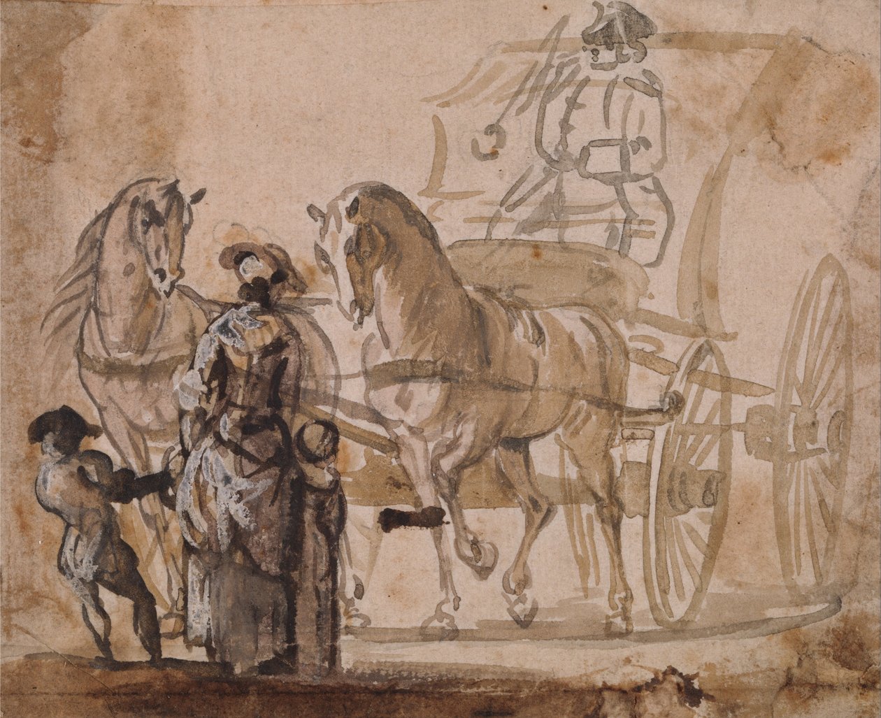 Bir Araba ve Çift, Coachman ile by Paul Sandby