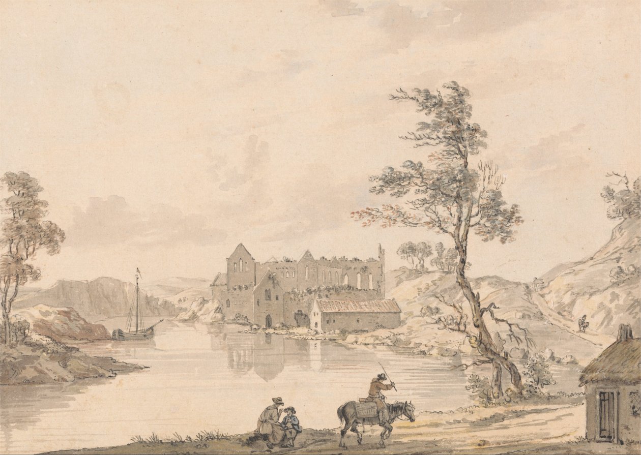 Askeaton Manastırı, Limerick yakınlarındaki İrlanda, Deel Nehri üzerinde by Paul Sandby